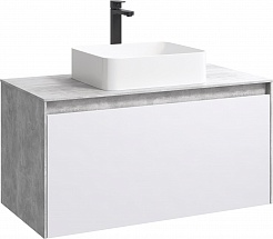 Aqwella Комплект мебели Mobi 100 бетон светлый/белый – фотография-6